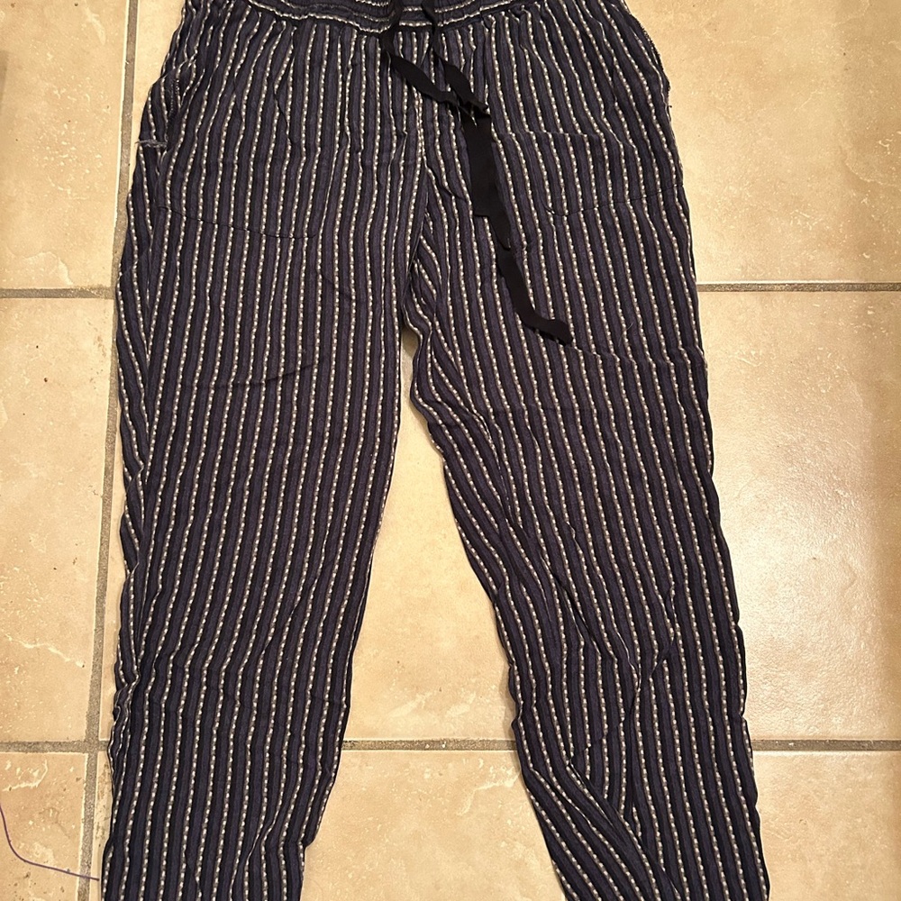 LOFT Black and White Striped Straight Leg Pants